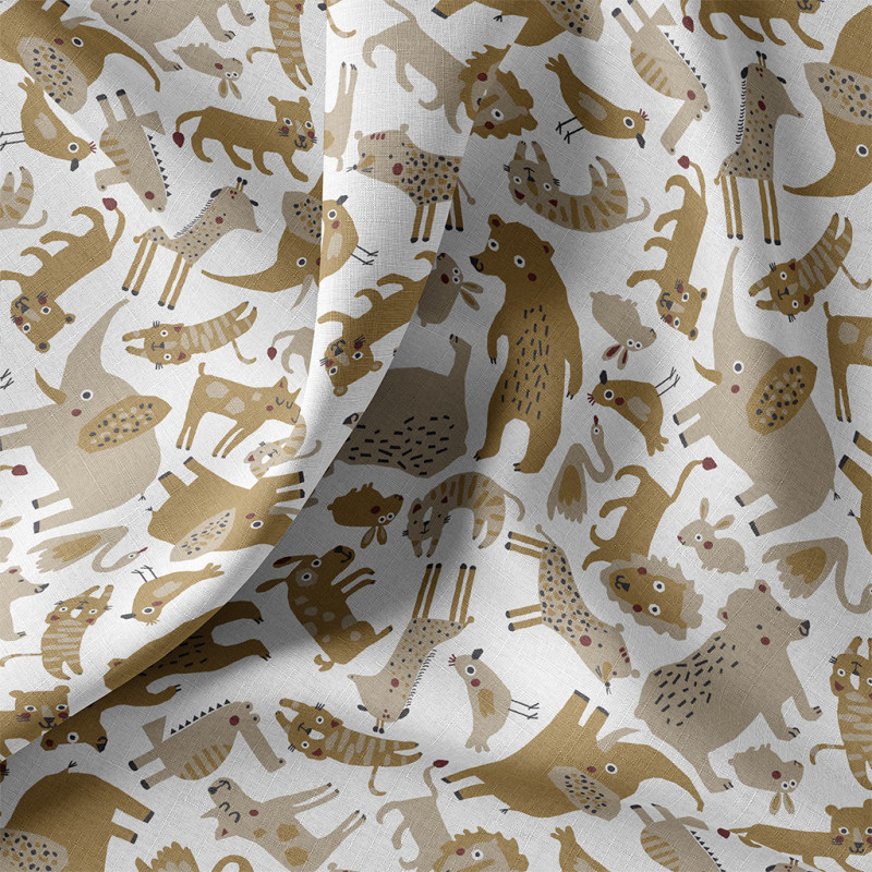 Printed Cotton MIZOUN White / Camel
